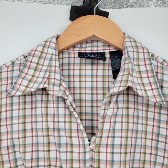 Crazy Horse Women's Western V Neck Plaid Button Down Shirt Cream Size Medium‎ - Picture 3 of 9